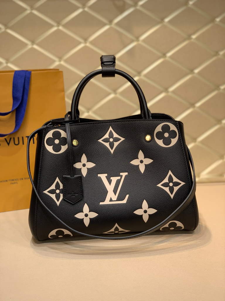 Louis Vuitton M41048 Montaigne MM Monogram Bicolor Leather Black - Default Title - View 1