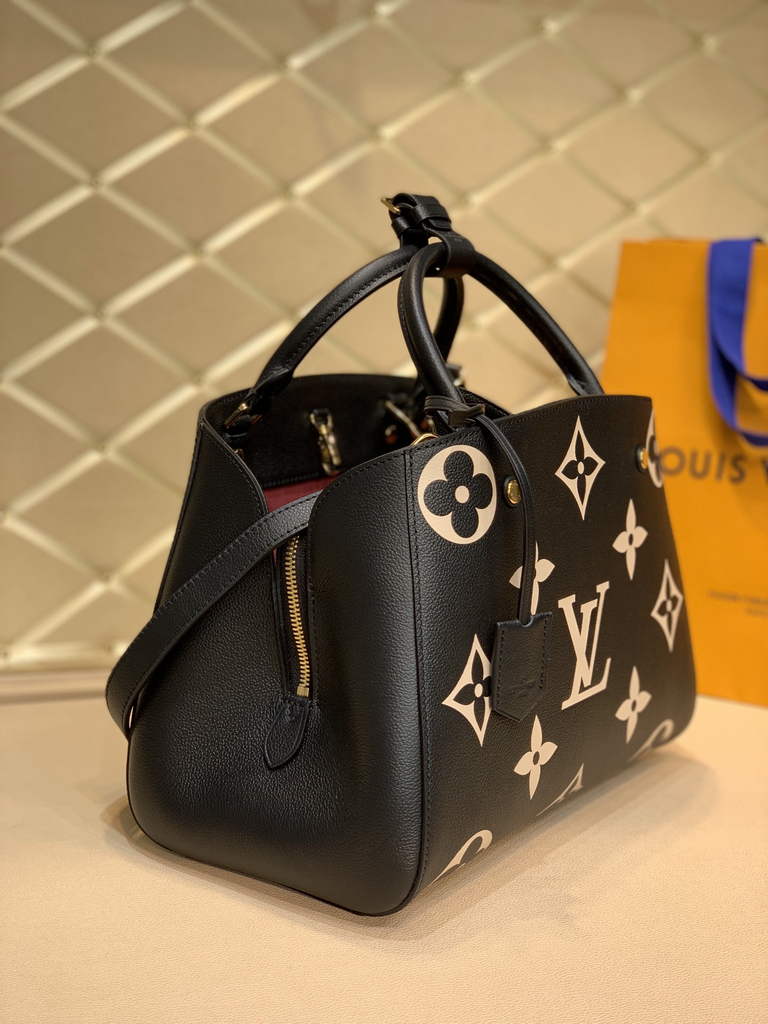 Louis Vuitton M41048 Montaigne MM Monogram Bicolor Leather Black - Default Title - View 2