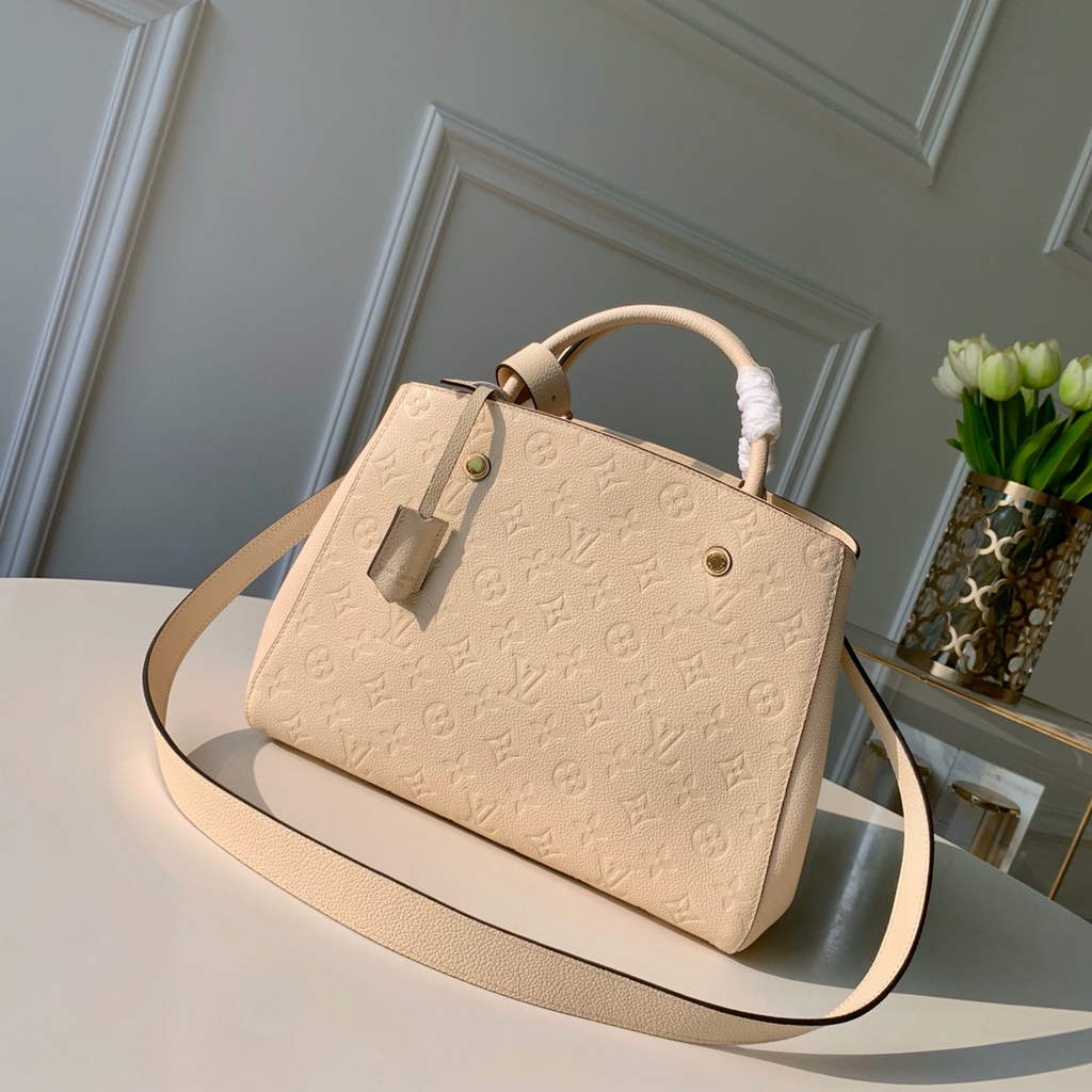 Louis Vuitton M41048 Montaigne MM Monogram Empreinte Leather Beige - Default Title - View 1