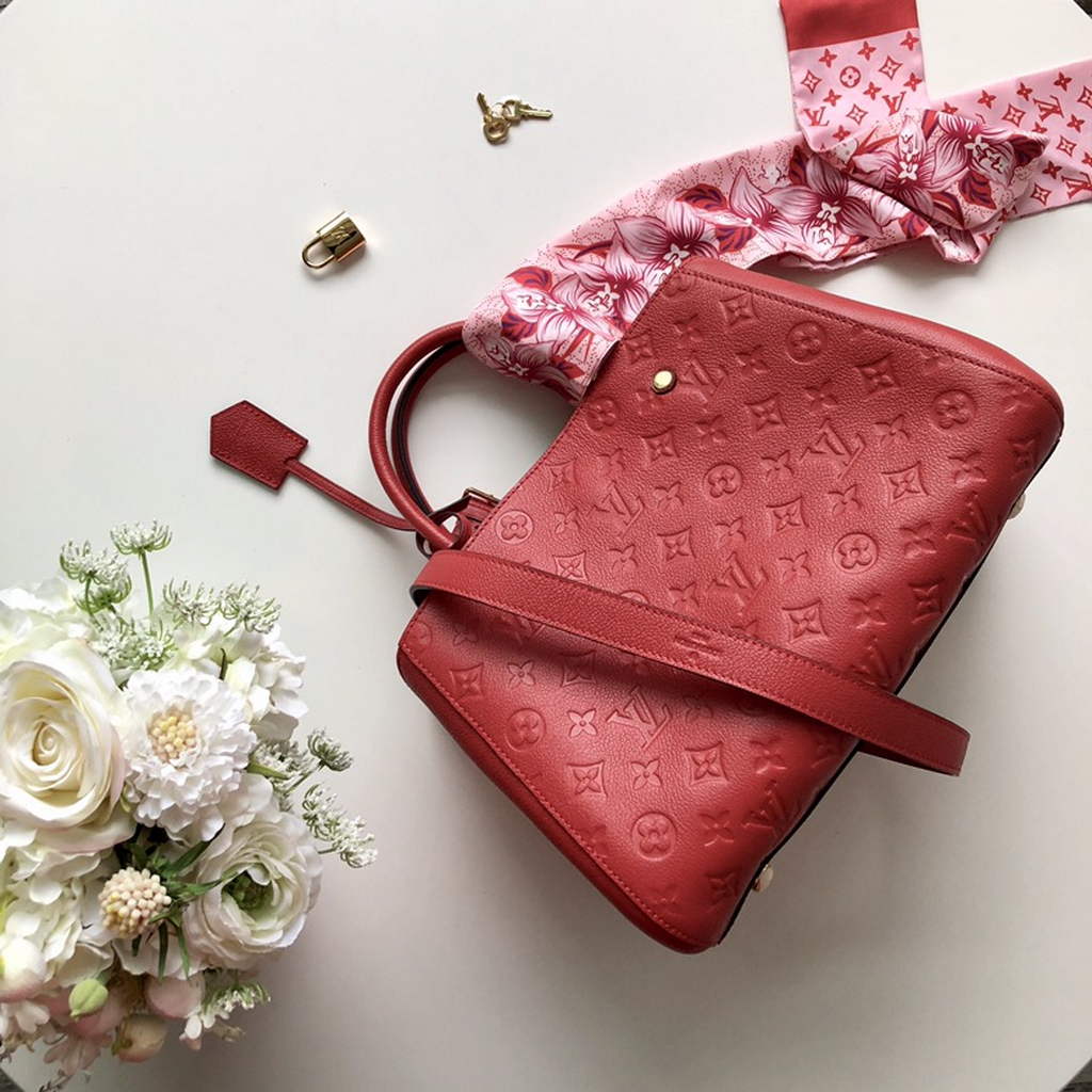 Louis Vuitton M41048 Montaigne MM Monogram Empreinte Leather Red - Default Title - View 2