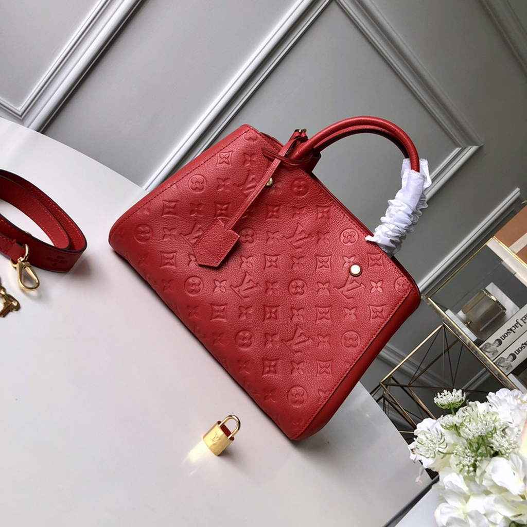Louis Vuitton M41048 Montaigne MM Monogram Empreinte Leather Red
