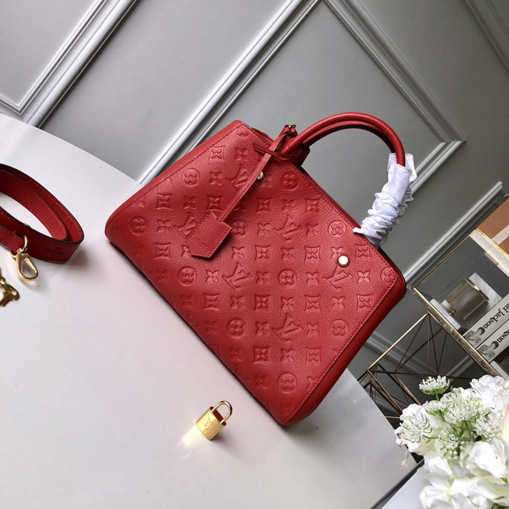 Louis Vuitton M41048 Montaigne MM Monogram Empreinte Leather Red - Default Title - View 1