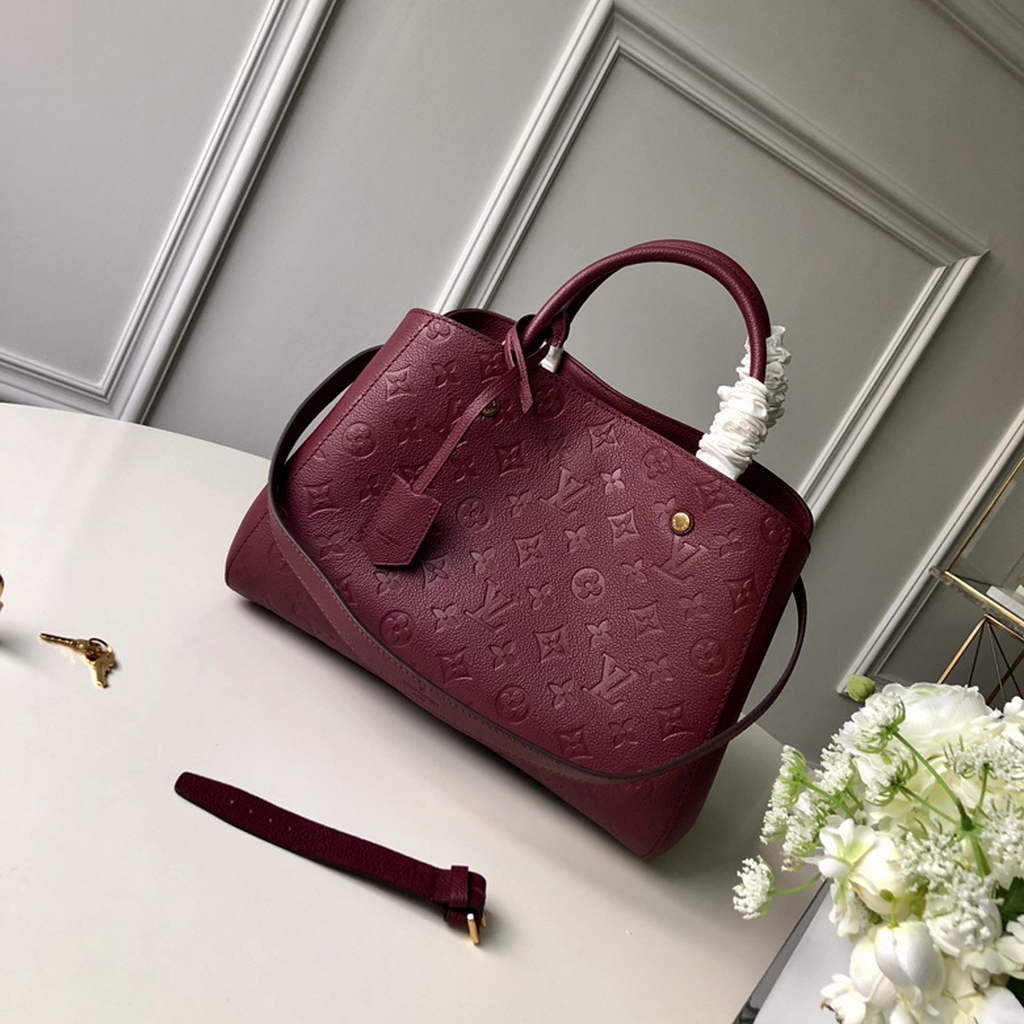Louis Vuitton M41048 Montaigne MM Monogram Empreinte Leather Wine Red - Default Title - View 1