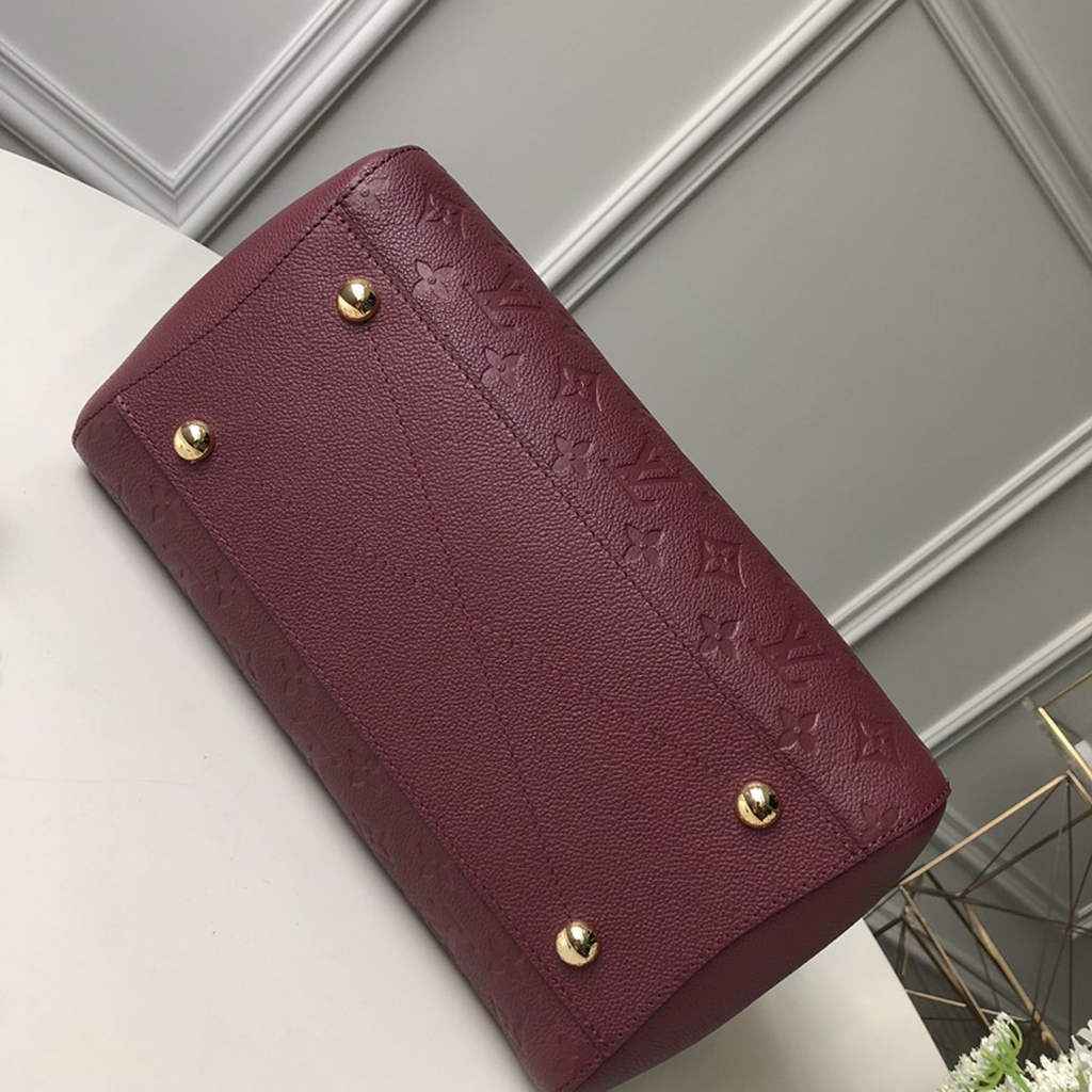 Louis Vuitton M41048 Montaigne MM Monogram Empreinte Leather Wine Red