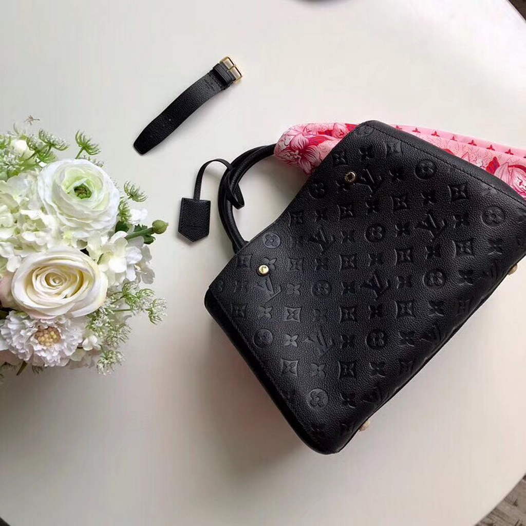 Louis Vuitton M41048 Montaigne MM Monogram Empreinte Leather Black - Default Title - View 2