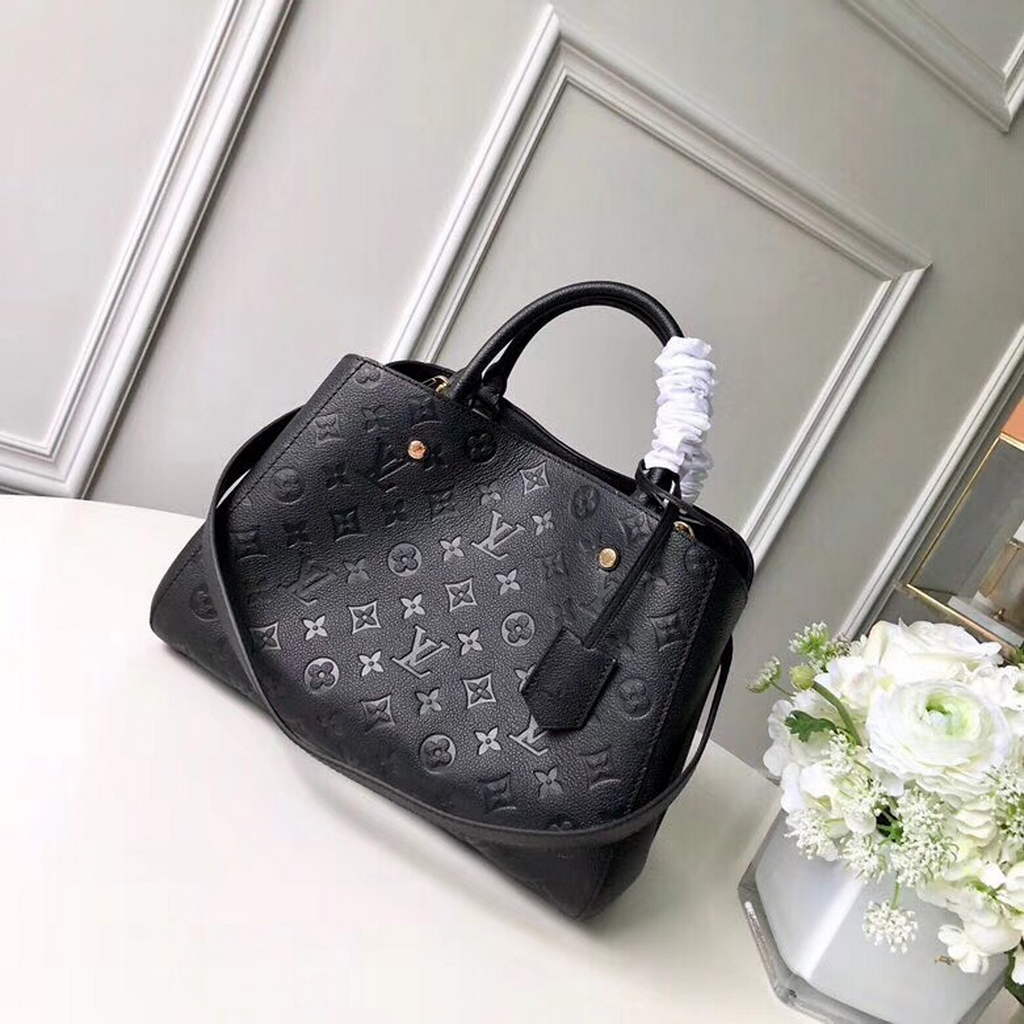 Louis Vuitton M41048 Montaigne MM Monogram Empreinte Leather Black - Default Title - View 1