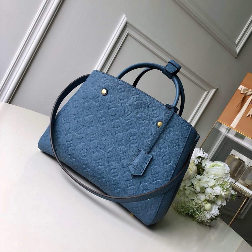 Louis Vuitton M41048 Montaigne MM Monogram Empreinte Leather Blue - Default Title - View 2