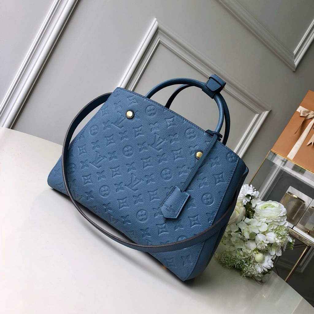 Louis Vuitton M41048 Montaigne MM Monogram Empreinte Leather Blue