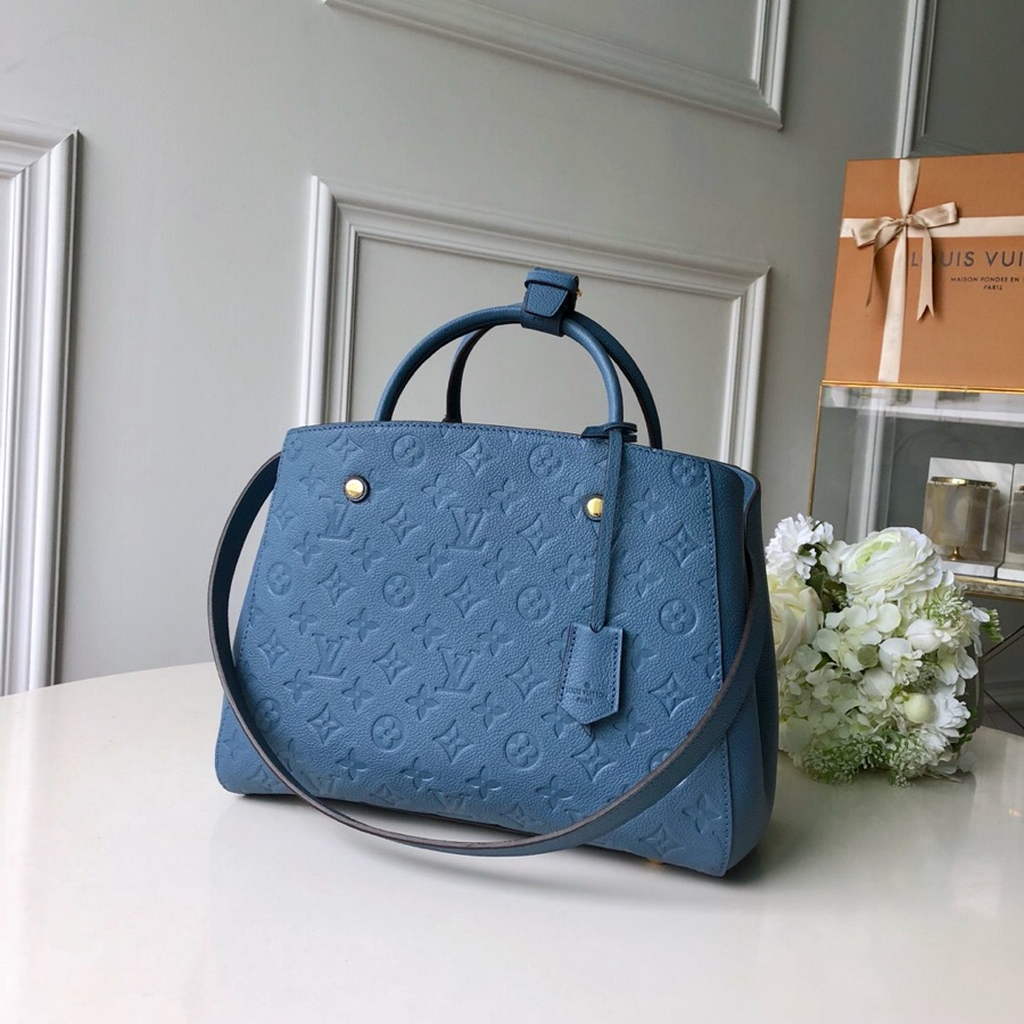 Louis Vuitton M41048 Montaigne MM Monogram Empreinte Leather Blue - Default Title - View 1