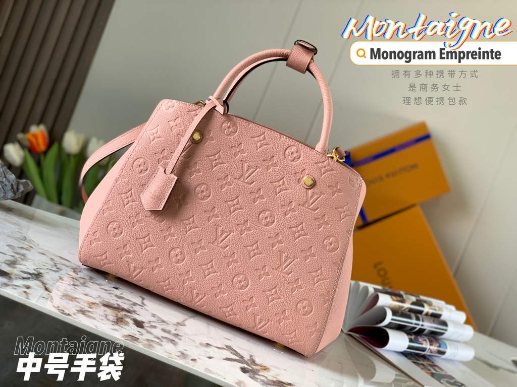 Louis Vuitton M41048 Montaigne MM Monogram Leather Pink - Default Title - View 1