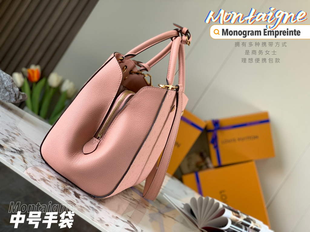Louis Vuitton M41048 Montaigne MM Monogram Leather Pink - Default Title - View 2