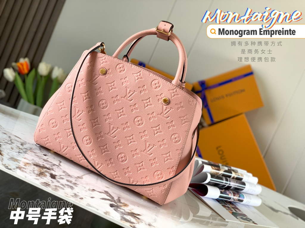Louis Vuitton M41048 Montaigne MM Monogram Leather Pink - Default Title - View 3