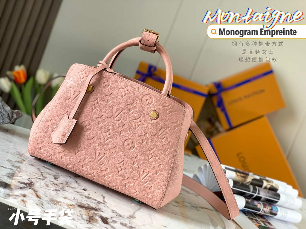 Louis Vuitton M41053 Montaigne BB Monogram Empreinte Leather Pink - Default Title - View 1