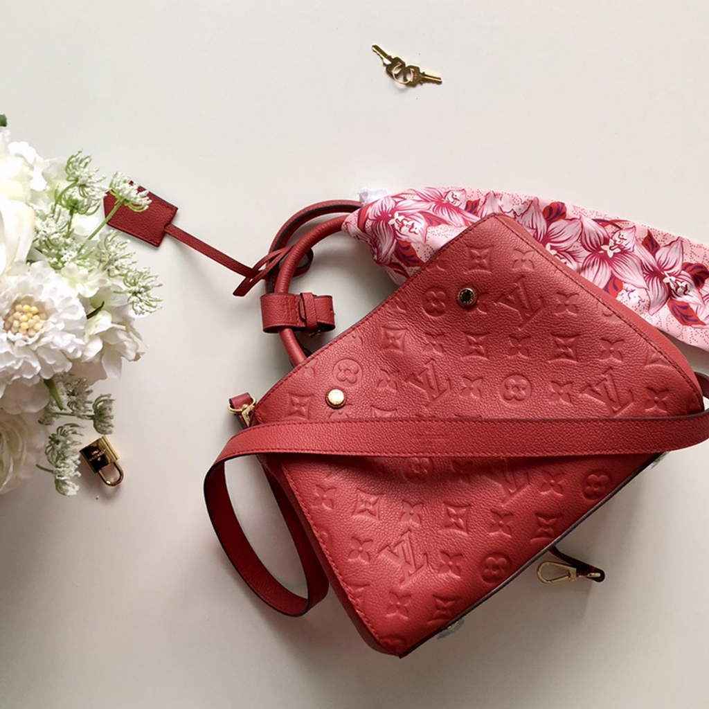 Louis Vuitton M41053 Montaigne BB Monogram Empreinte Leather Red