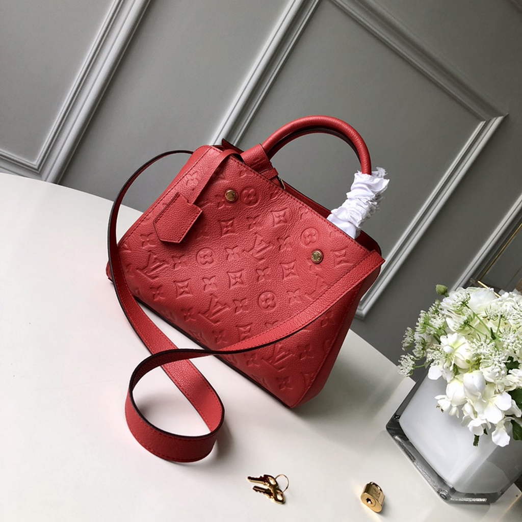 Louis Vuitton M41053 Montaigne BB Monogram Empreinte Leather Red - Default Title - View 1