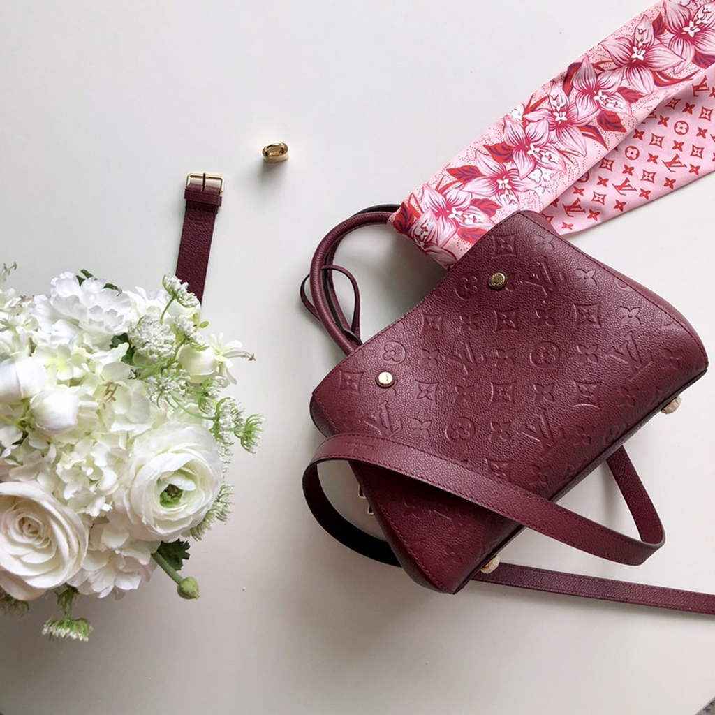 Louis Vuitton M41053 Montaigne BB Monogram Empreinte Leather Wine Red