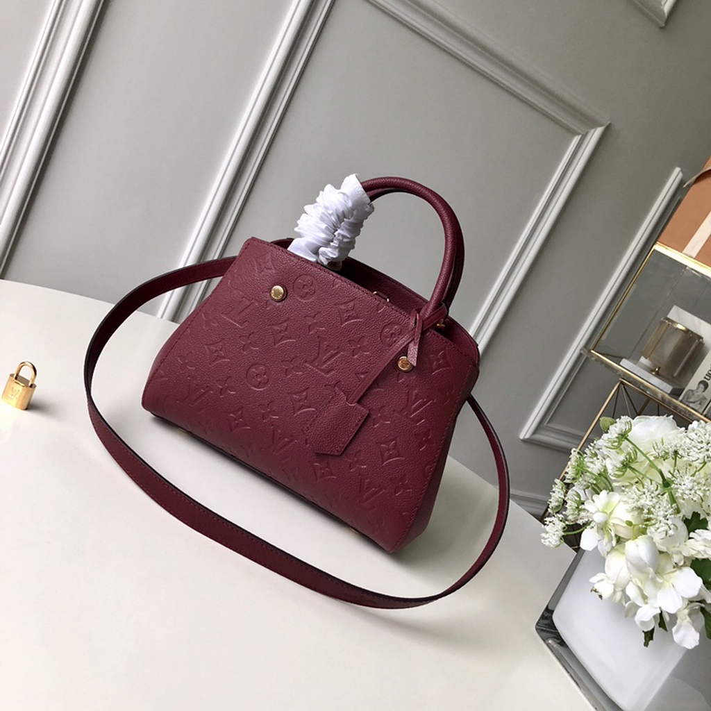 Louis Vuitton M41053 Montaigne BB Monogram Empreinte Leather Wine Red - Default Title - View 1