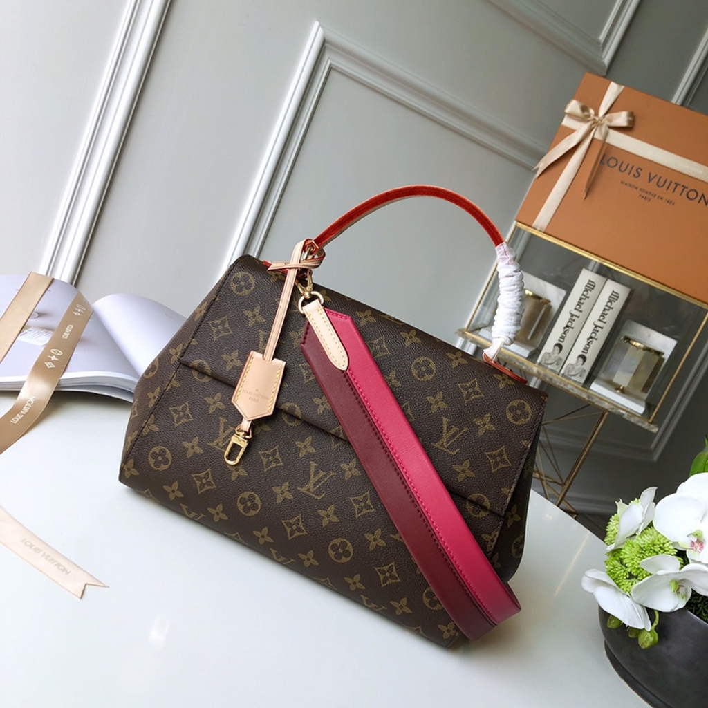 Louis Vuitton M42735 Cluny MM Bag Monogram Canvas Red - Default Title - View 1