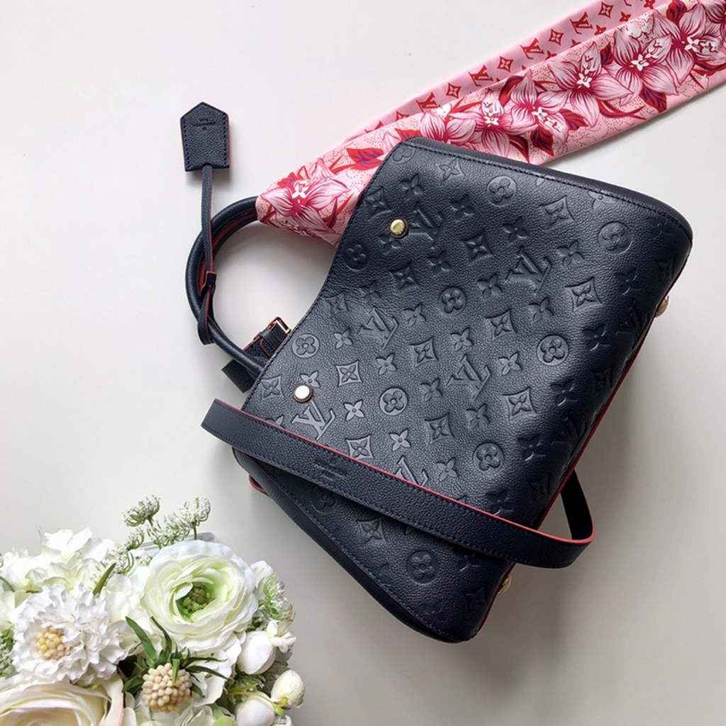 Louis Vuitton M42746 Montaigne MM Monogram Empreinte Leather Navy Blue