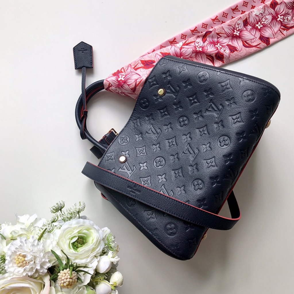 Louis Vuitton M42746 Montaigne MM Monogram Empreinte Leather Navy Blue - Default Title - View 2