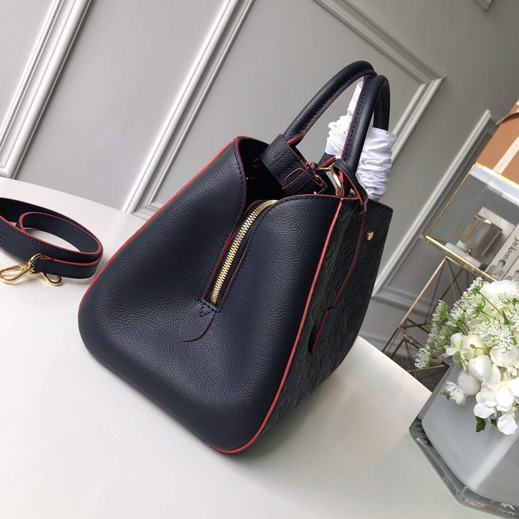 Louis Vuitton M42746 Montaigne MM Monogram Empreinte Leather Navy Blue - Default Title - View 3