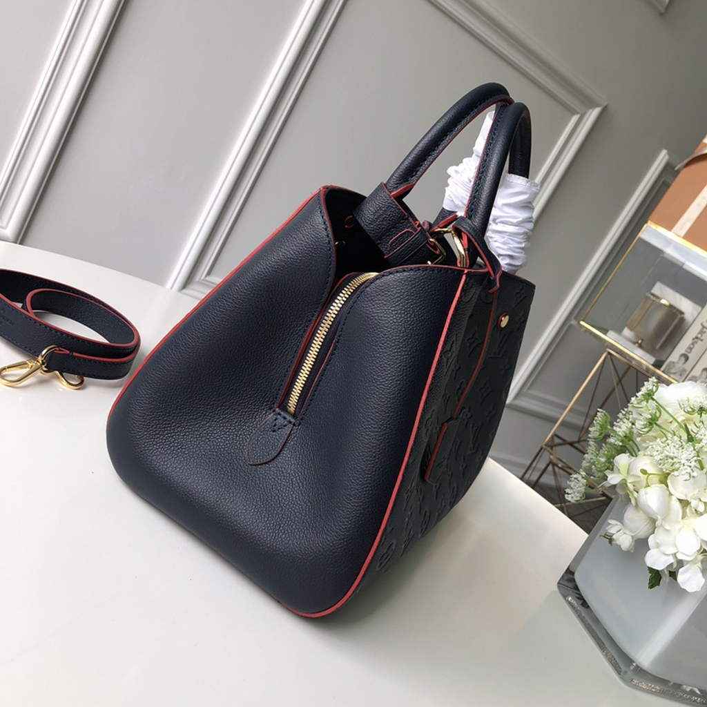 Louis Vuitton M42746 Montaigne MM Monogram Empreinte Leather Navy Blue
