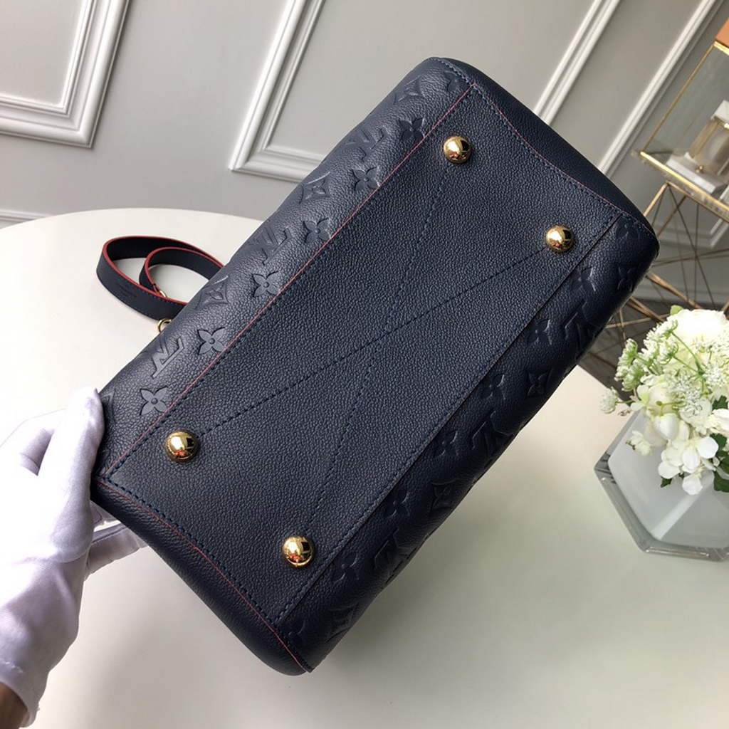 Louis Vuitton M42746 Montaigne MM Monogram Empreinte Leather Navy Blue - Default Title - View 4