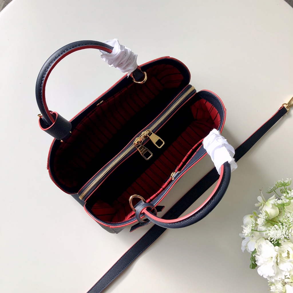 Louis Vuitton M42746 Montaigne MM Monogram Empreinte Leather Navy Blue - Default Title - View 9