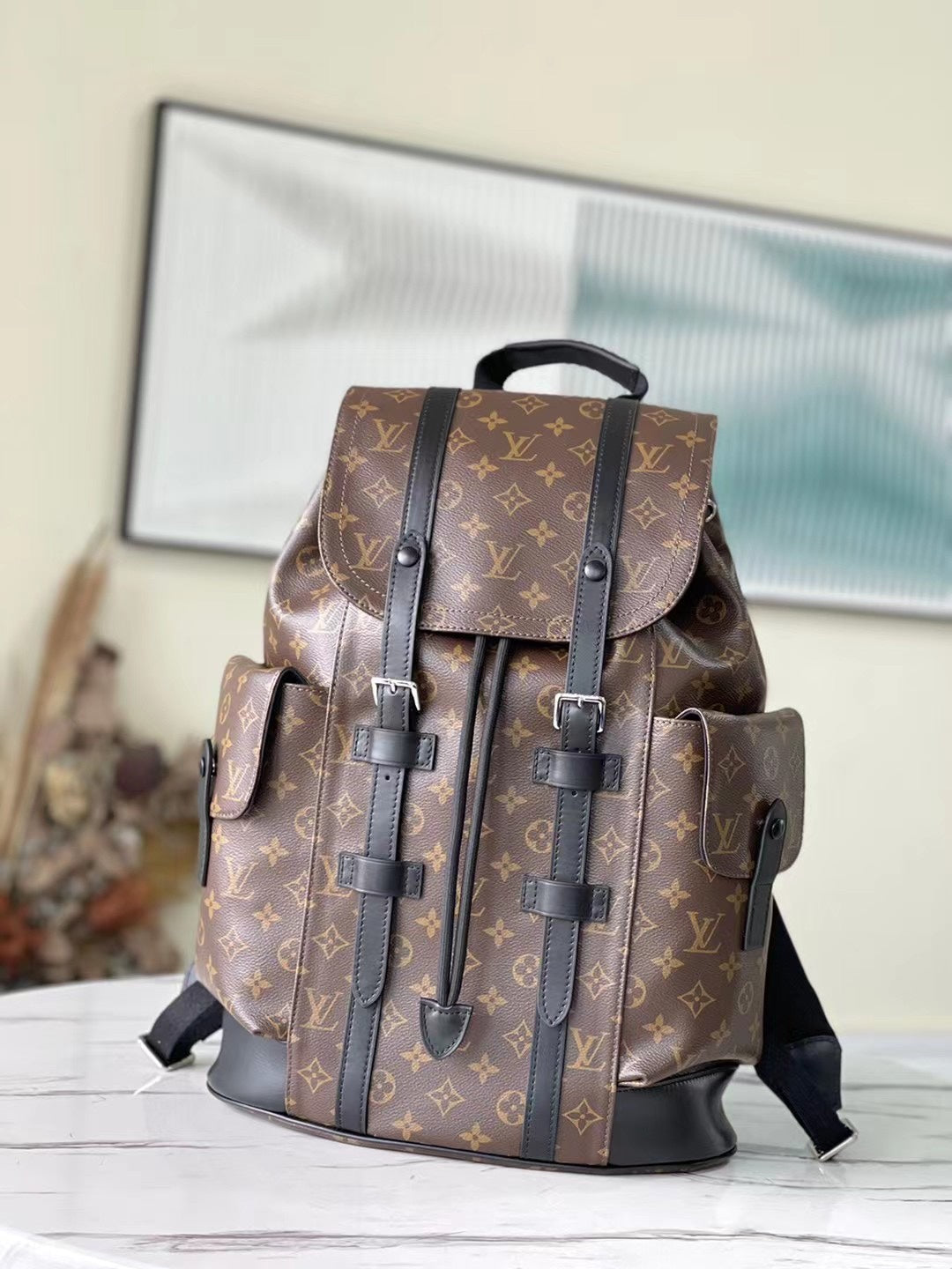 Louis Vuitton M43735 Christopher Backpack MM Monogram Canvas Black
