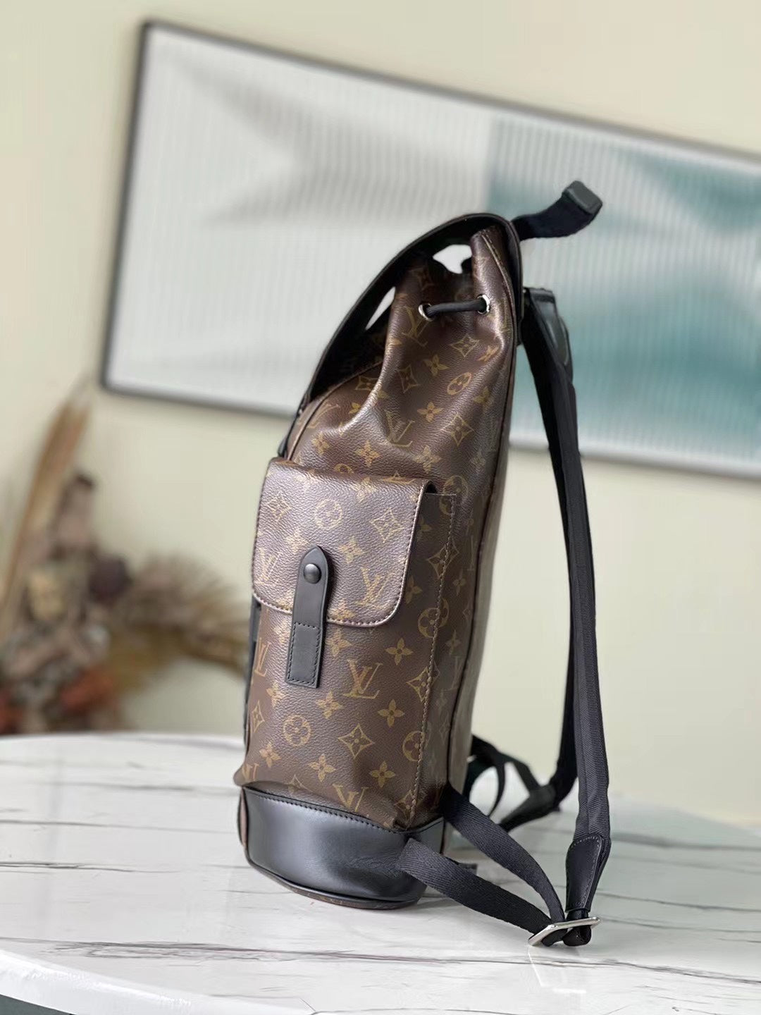 Louis Vuitton M43735 Christopher Backpack MM Monogram Canvas Black