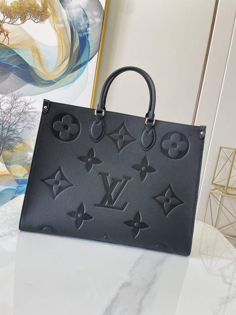 Louis Vuitton M44925 OnTheGo GM Tote Bag Monogram Leather Black - Default Title - View 1
