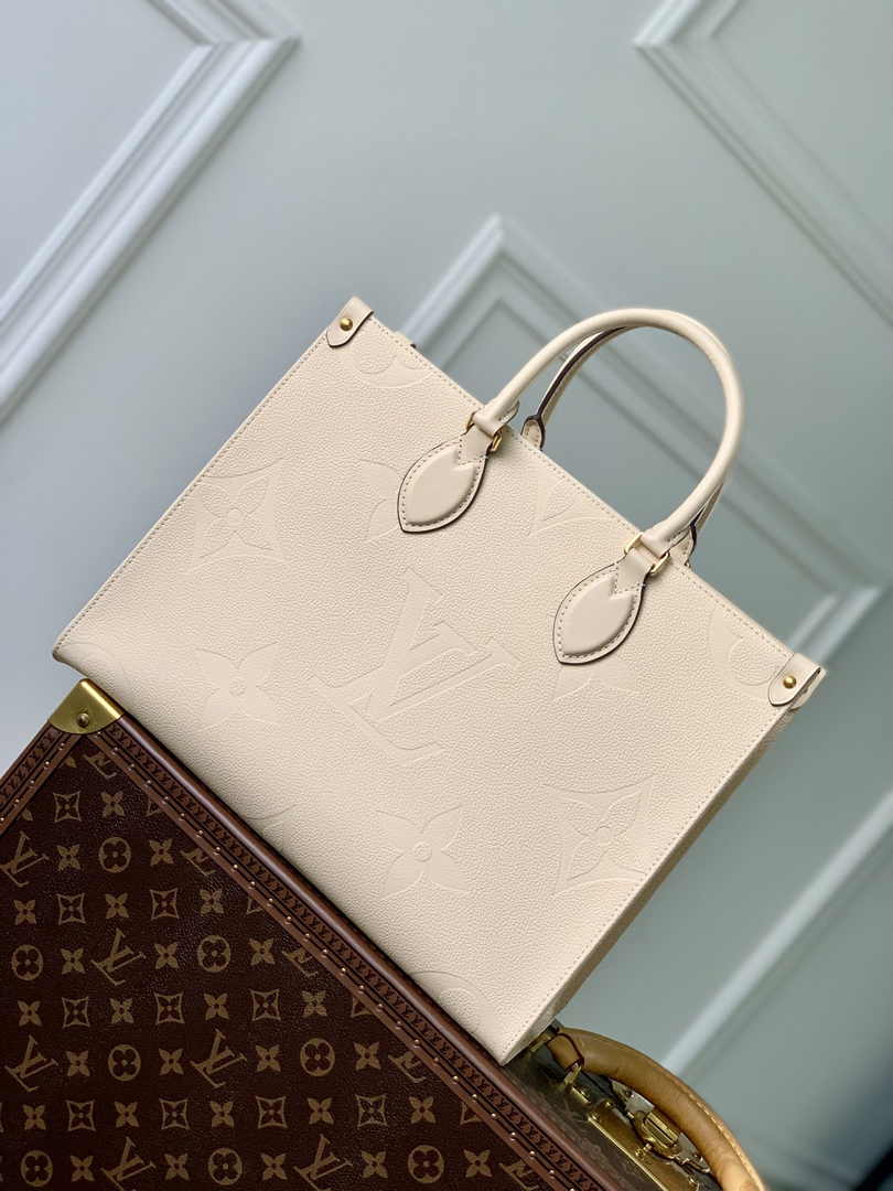 Louis Vuitton M45595 OnTheGo MM Tote Bag Beige - Default Title - View 3