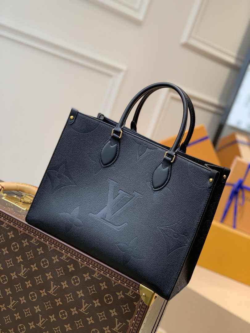 Louis Vuitton M45595 OnTheGo MM Tote Bag Black - Default Title - View 1