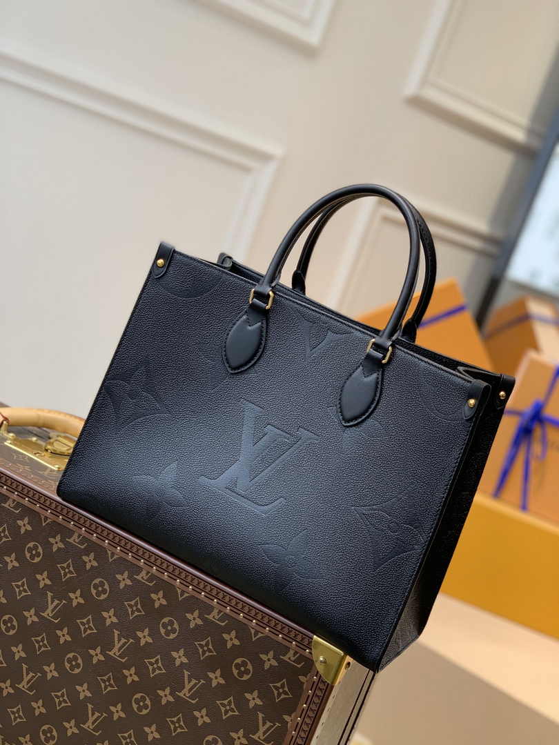 Louis Vuitton M45595 OnTheGo MM Tote Bag Black - Default Title - View 1