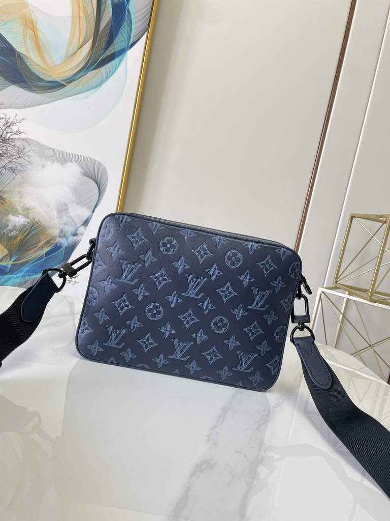 Louis Vuitton M45730 Duo Messenger Monogram Shadow Leather Navy