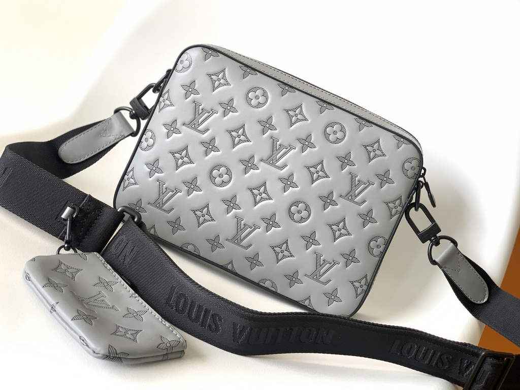 Louis Vuitton M46104 Duo Messenger Monogram Shadow Leather gray