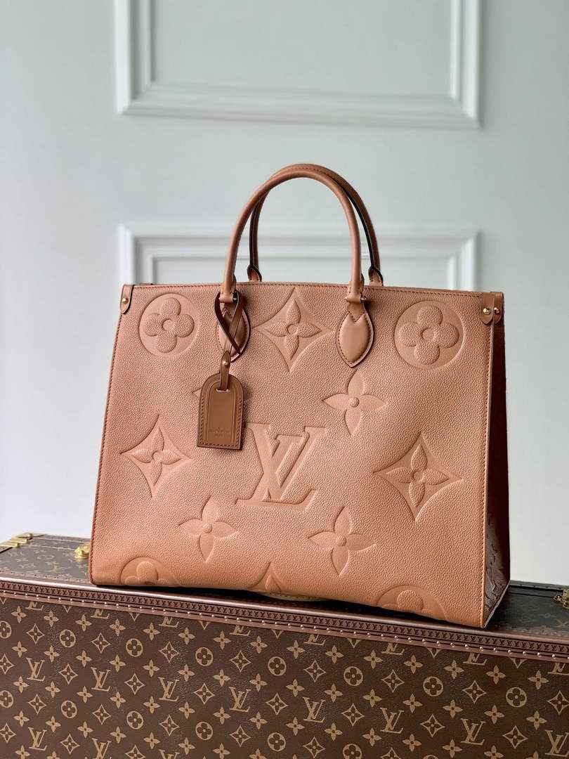 Louis Vuitton M46134 OnTheGo GM Tote Bag Monogram Leather Brown - Default Title - View 1