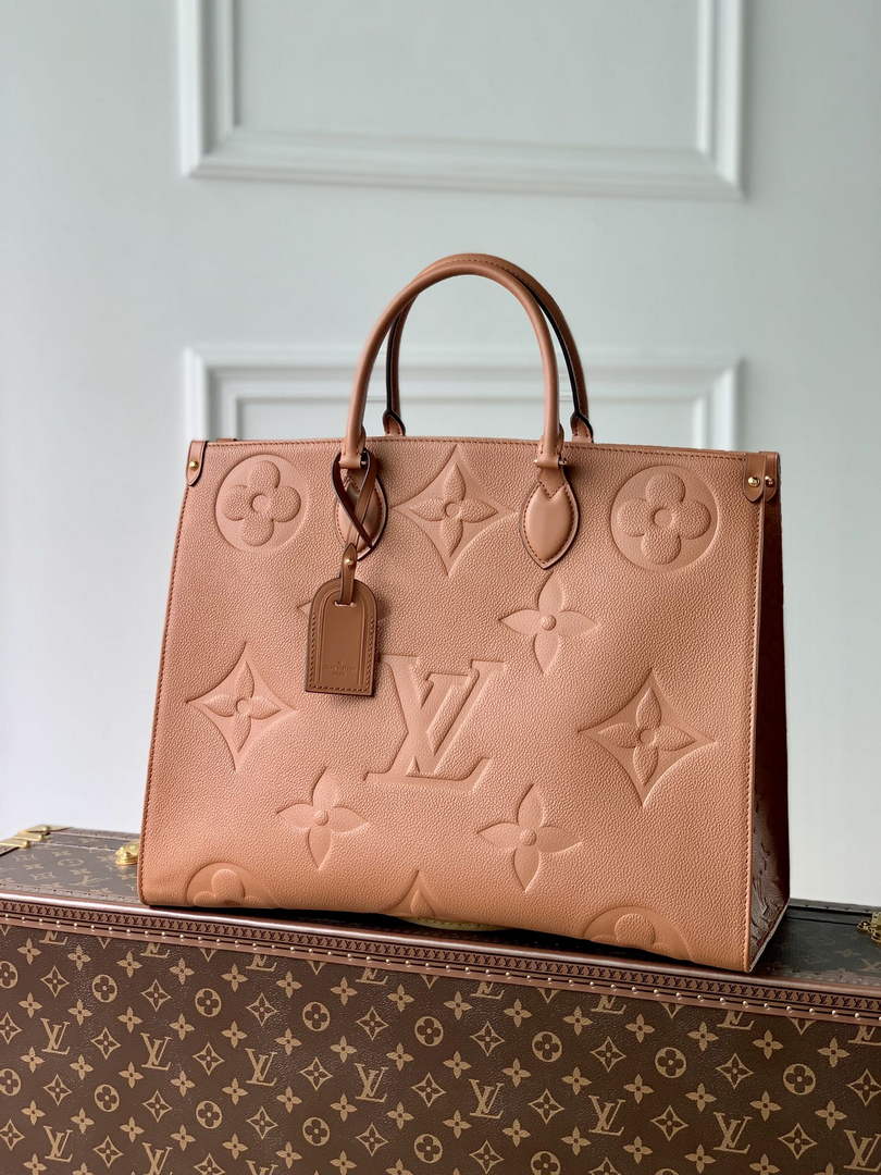 Louis Vuitton M46134 OnTheGo GM Tote Bag Monogram Leather Brown - Default Title - View 1