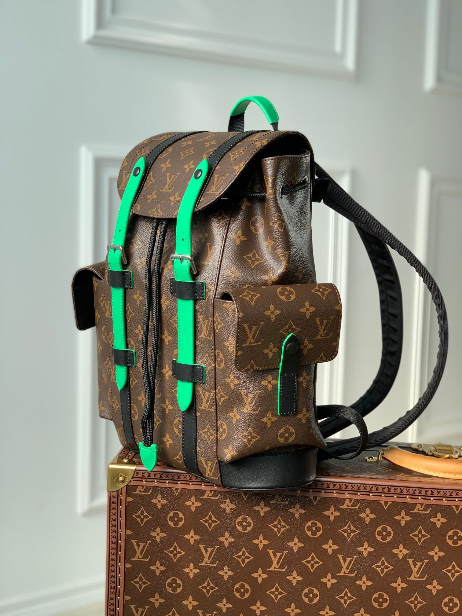 Louis Vuitton M46247 Christopher Backpack PM Monogram Canvas Green