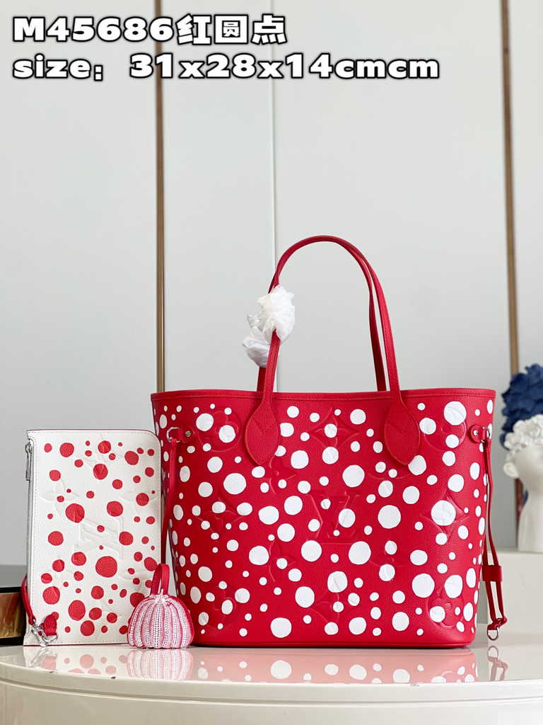 Louis Vuitton M46422 LV x YK Neverfull MM Bag Monogram Red