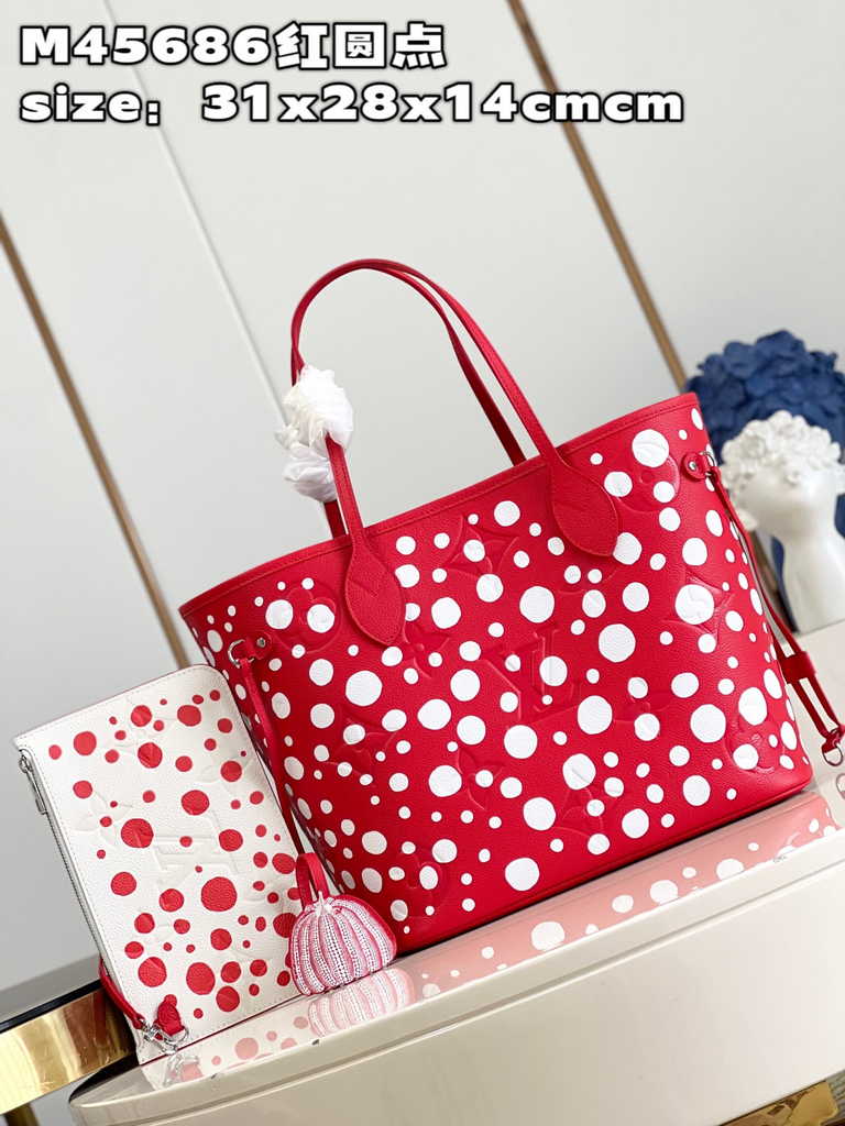 Louis Vuitton M46422 LV x YK Neverfull MM Bag Monogram Red