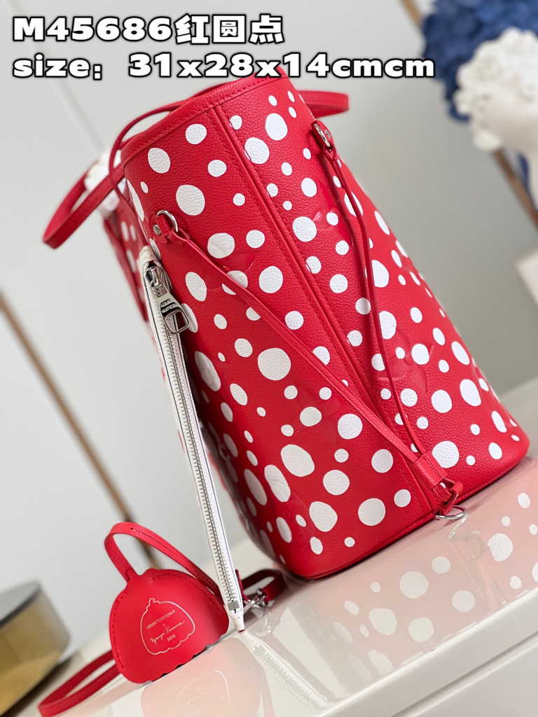 Louis Vuitton M46422 LV x YK Neverfull MM Bag Monogram Red