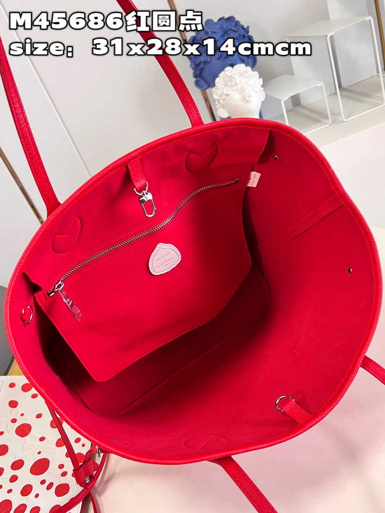 Louis Vuitton M46422 LV x YK Neverfull MM Bag Monogram Red