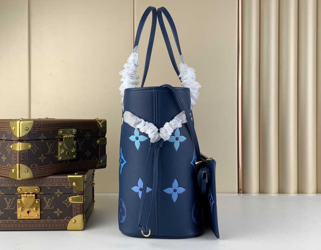 Louis Vuitton M46514 Neverfull MM Monogram Empreinte Leather Blue