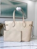 Louis Vuitton M46676 Braided Neverfull MM Bag Embossed cowhide leather