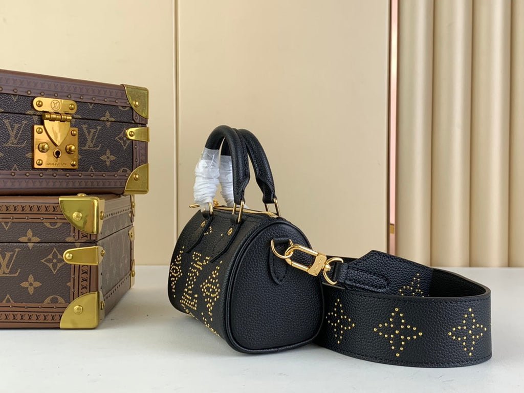 Louis Vuitton M46745 Nano Speedy Monogram Empreinte Leather Black