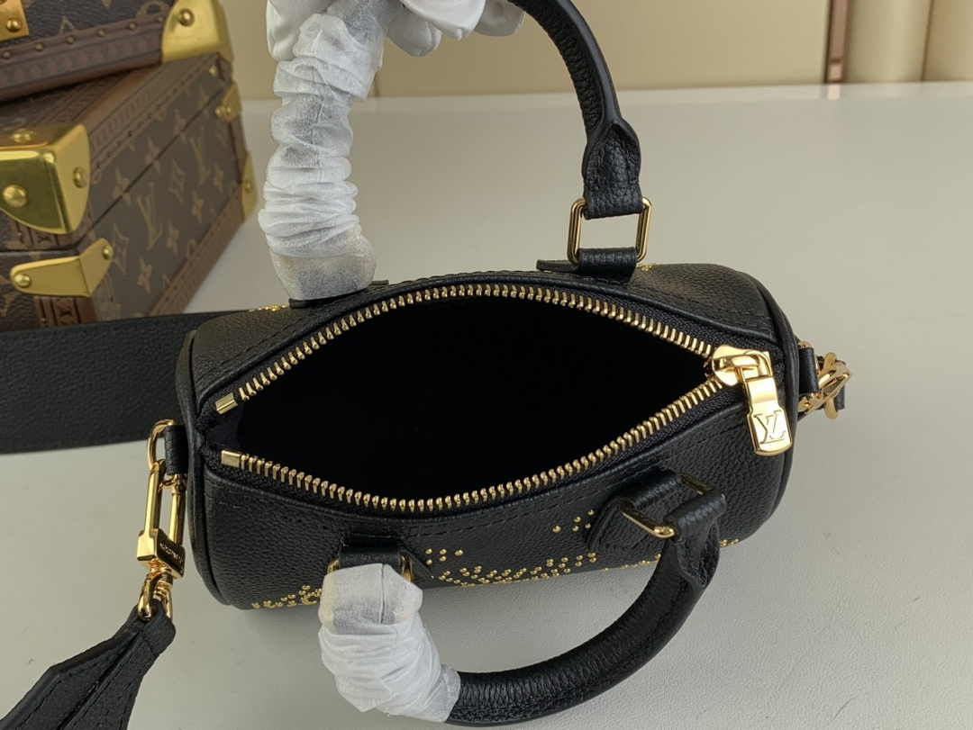 Louis Vuitton M46745 Nano Speedy Monogram Empreinte Leather Black