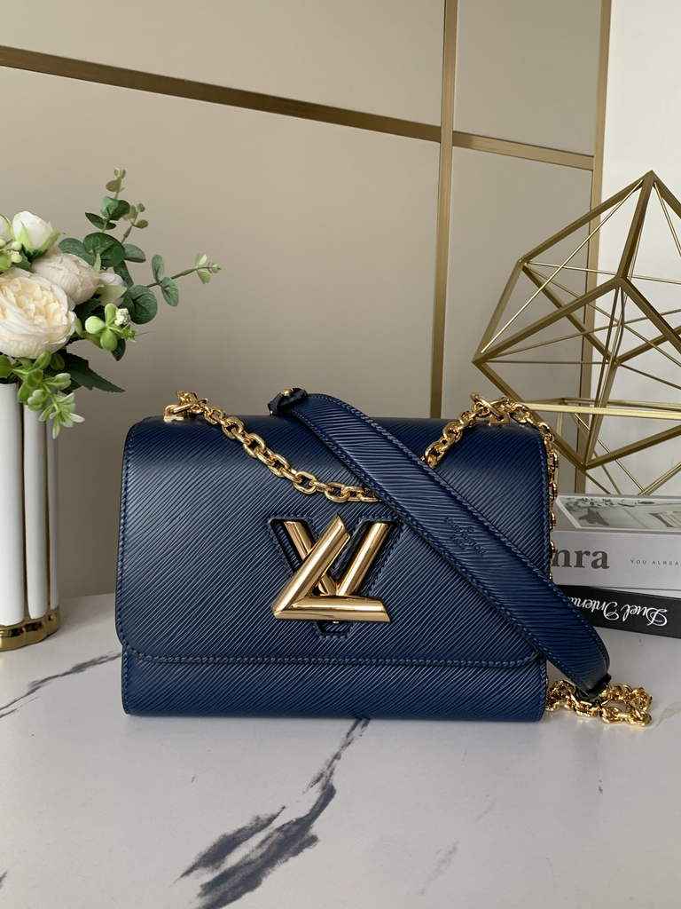 Louis Vuitton M53090 Twist MM Bag Epi Leather Indigo Blue