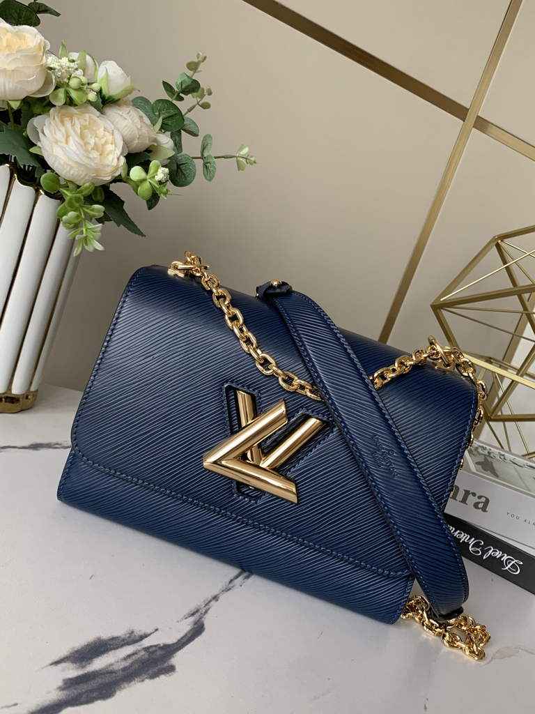 Louis Vuitton M53090 Twist MM Bag Epi Leather Indigo Blue