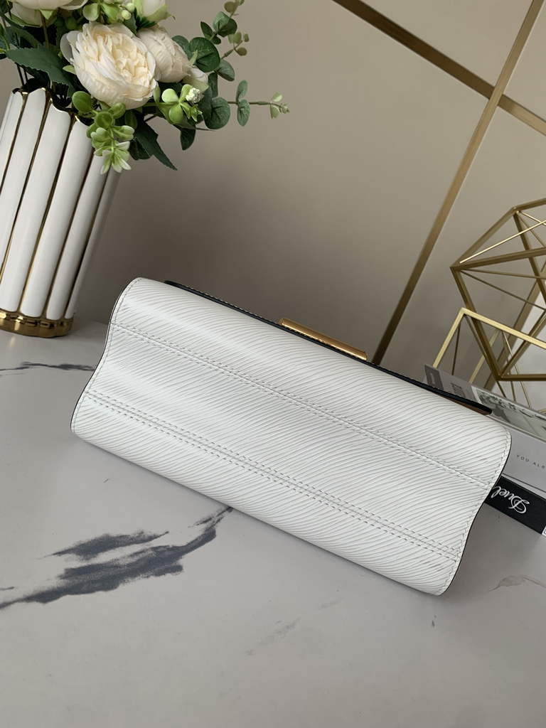 Louis Vuitton M55513 Twist MM Bag Epi Leather White